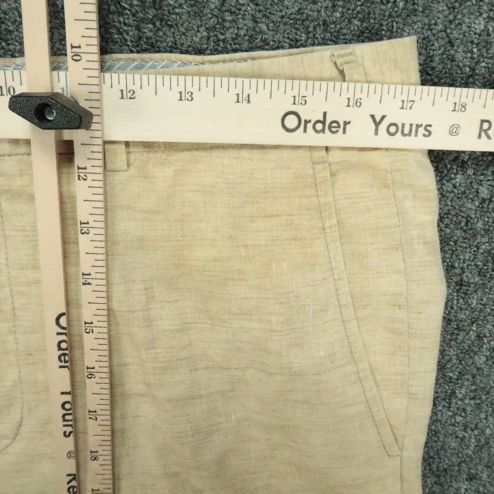 Zanella Pants Mens 34x30 Beige Tan Cinquanta 100% Linen Straight Trouser